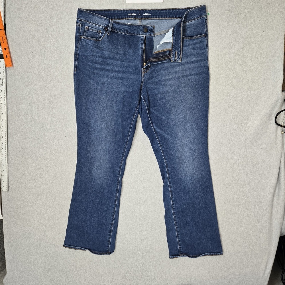 Old Navy Women Jeans 20 Blue Denim Bootcut Mid-Rise Kicker Boot-Cut 30"